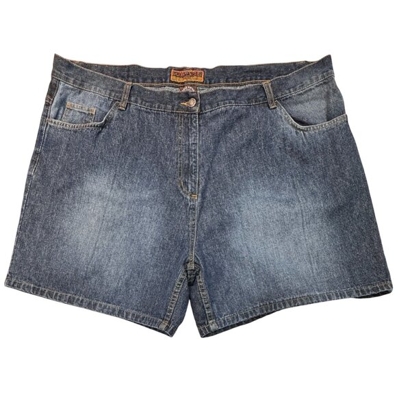 Paris Angel Jeans Denim Shorts Women Sz 24 Blue Embroidered Pockets Hiking Beach - Picture 2 of 13
